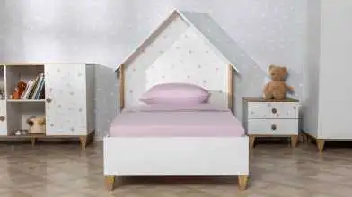 Детская кровать Nicky, цвет: Белый премиум + Дуб Натюрель + Розовый декор Askona фото - 3 - превью